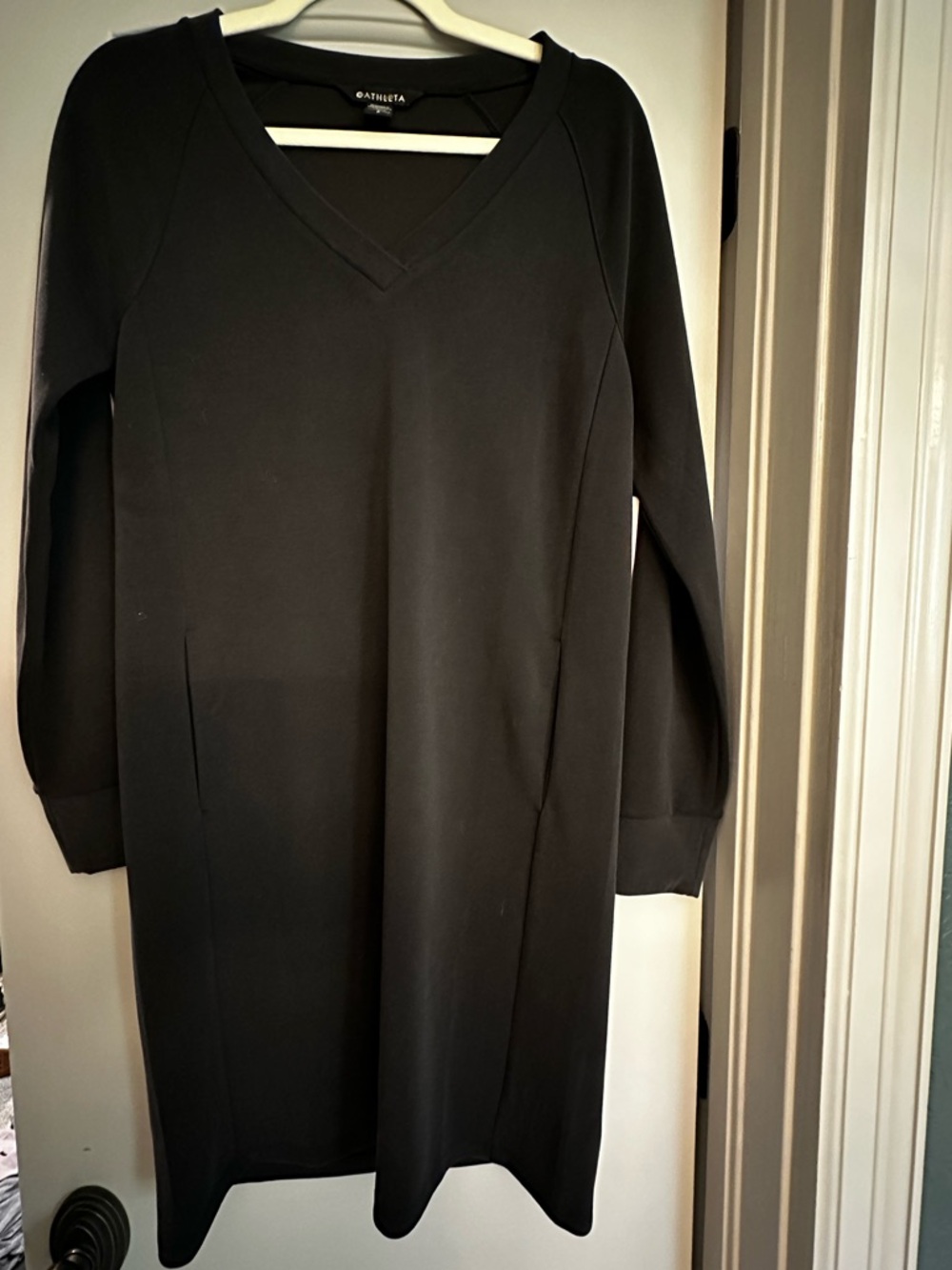 Athleta Seasoft Black V-Neck L/S Dress
